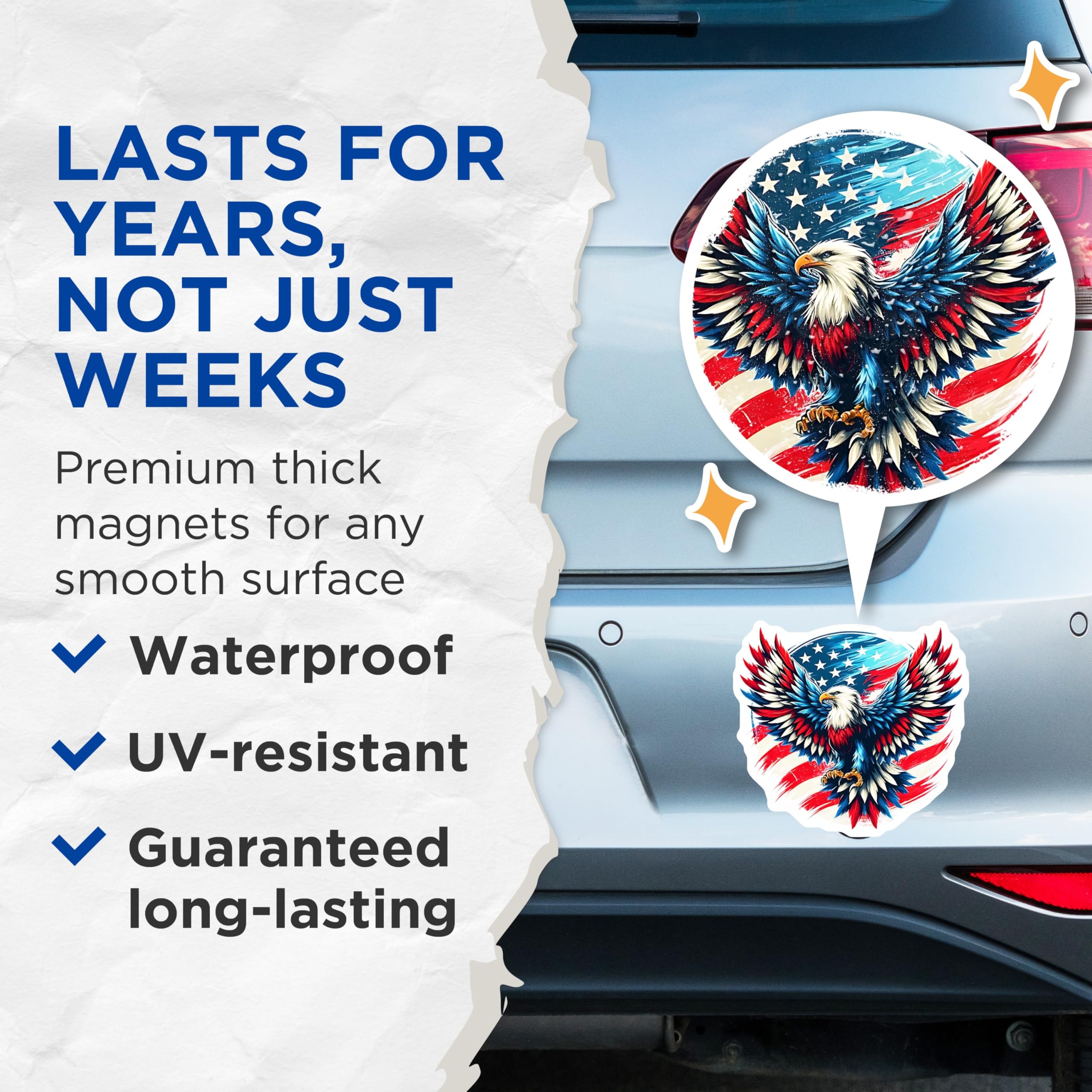 (2 Pack) American Eagle Magnets - Patriotic Decor - USA Pride Fridge Magnets - 5" On Longest Side - Premium Magnet - for Cars, Refrigerators, Toolboxes, Lockers - Made in USA - MAG15777