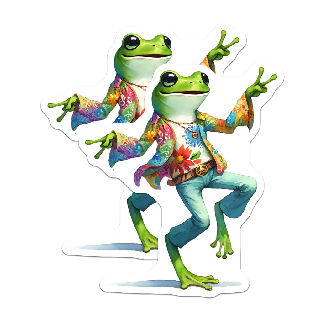 (2 Pack) Hippie Frog Magnets - Groovy Decor - Whimsical Fridge Magnets - 5" On Longest Side - Premium Magnet - for Cars, Refrigerators, Toolboxes, Lockers - Made in USA - MAG16771