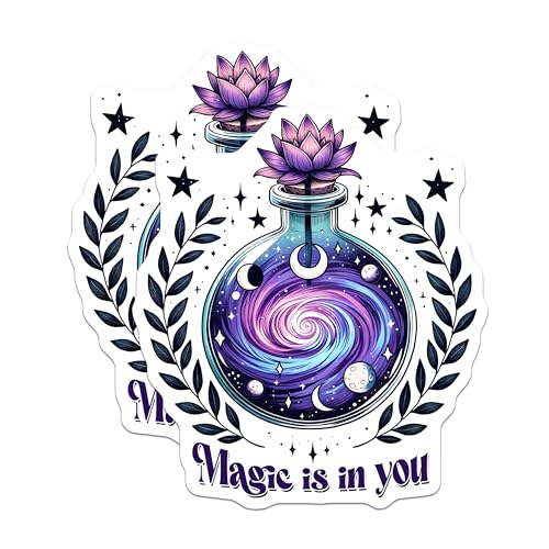 (2 Pack) Magic is in You Stickers - Inspirational Quote - Positive Thinking - 5" On Longest Side - Sticks to Smooth Flat Surfaces - Made in USA - BMCS8056