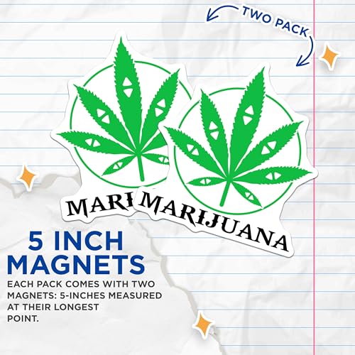 (2 Pack) Marijuana Leaf Magnets Magnets - Cannabis-Themed Decor - Green Plant Design for Fridge or Locker - 5" On Longest Side - Made in USA - Sticks to Refrigerators & Metal Surfaces - MAG9000