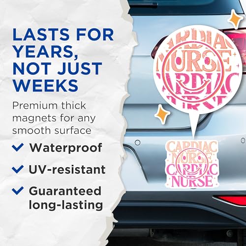 (2 Pack) Cardiac Nurse Magnets Magnets - Medical Staff Magnet - Healthcare Professional Magnet - 5" On Longest Side - Made in USA - Sticks to Refrigerators & Metal Surfaces - MAG9129