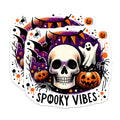 (2 Pack) Spooky Vibes Magnets - Halloween Skull - Ghost Spider and Pumpkin Magnets - 5" On Longest Side - Premium Magnet - for Cars, Refrigerators, Toolboxes, Lockers - Made in USA - MAG15387