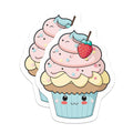 (2 Pack) Kawaii Cupcake Magnets - Cute Dessert Foodie Decor - Refrigerator Locker Accessories for Kids Teens - 5 Inches On Longest Side - Thick Durable Magnet - Made in USA - MAG36566