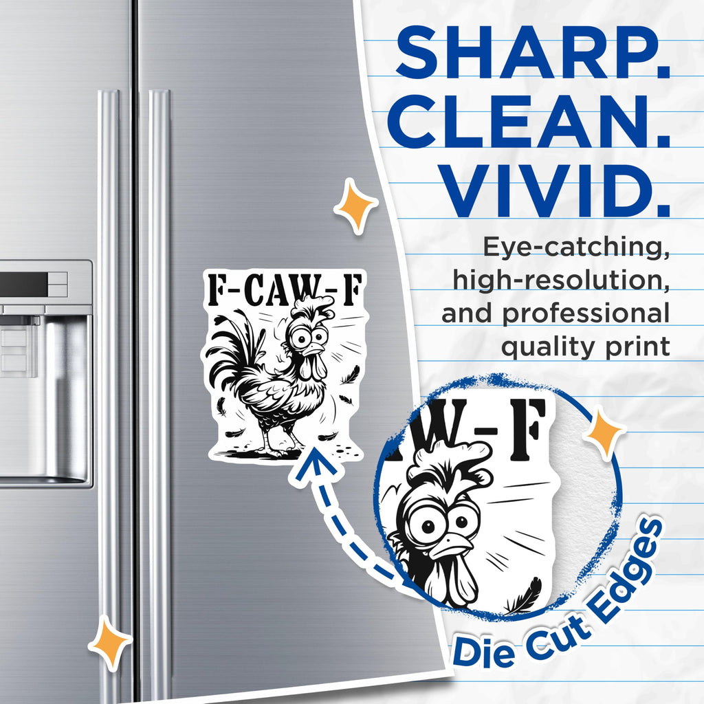 (2 Pack) Funny Chicken Magnets - F-CAW-F - Cartoon Animal Novelty Magnets - 5" On Longest Side - Premium Magnet - for Cars, Refrigerators, Toolboxes, Lockers - Made in USA - MAG15747