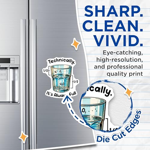 (2 Pack) Technically Always Full Magnets - Science Humor - 5" On Longest Side - for Cars, Fridges, Toolboxes - Made in USA - MAG8022