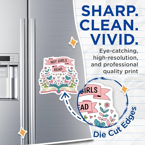 (2 Pack) Hot Girls Read Magnets - Inspirational Book Lover - Flower Design - 5" On Longest Side - for Cars, Fridges, Toolboxes - Made in USA - MAG4087