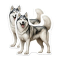 (2 Pack) Siberian Husky Magnets - Smiling Happy Husky Dog Decor - Pet Animal Fridge Locker Magnet - 5 Inches On Longest Side - Thick Durable Magnet - Made in USA - MAG24674