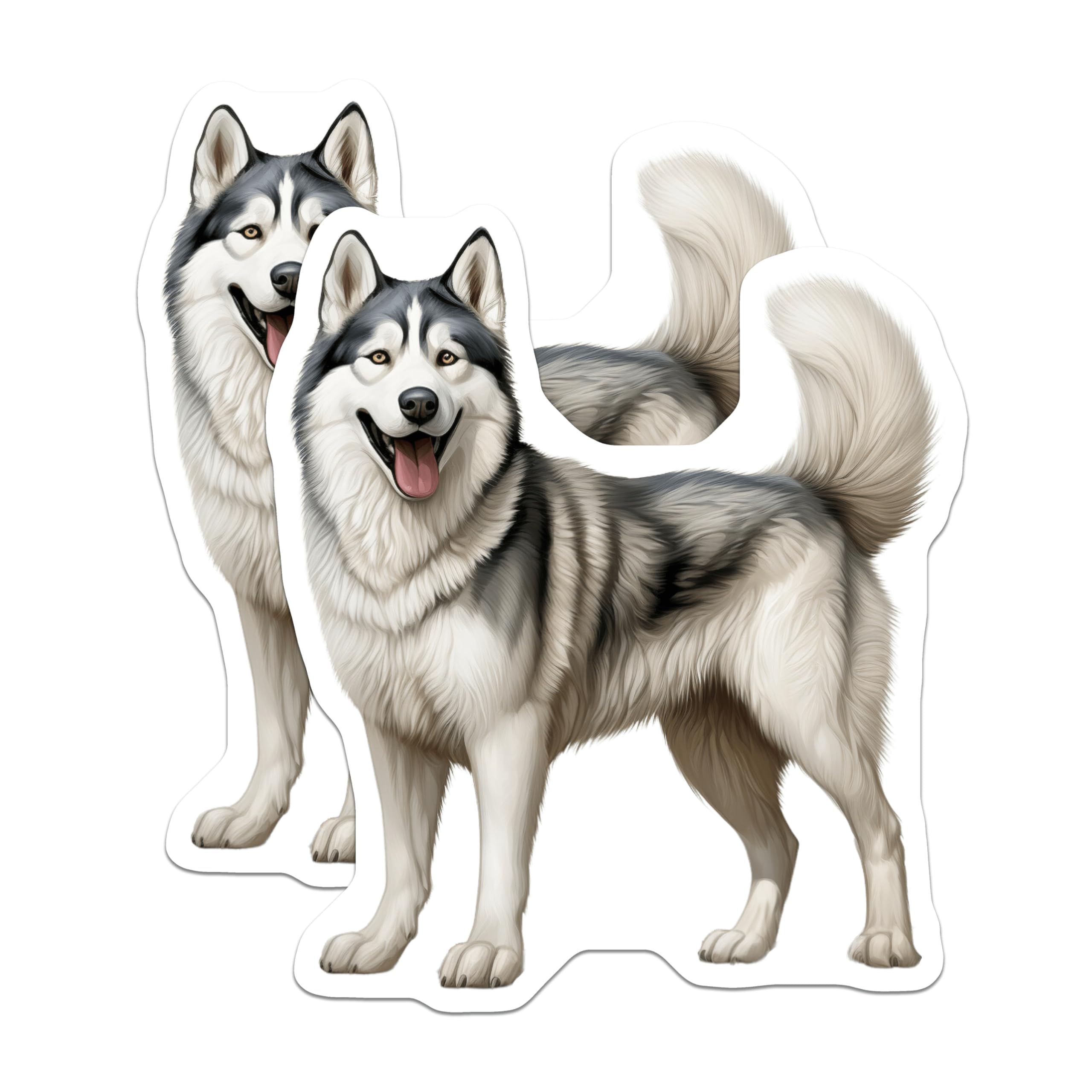 (2 Pack) Siberian Husky Magnets - Smiling Happy Husky Dog Decor - Pet Animal Fridge Locker Magnet - 5 Inches On Longest Side - Thick Durable Magnet - Made in USA - MAG24674