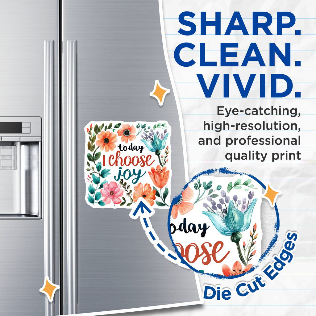 (2 Pack) Today I Choose Joy Magnets - Floral Affirmation Decor - Positive Quote Inspiration - 5 Inches On Longest Side - Thick Durable Magnet - Made in USA - MAG38592