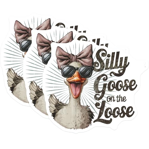(3 Pack) Silly Goose Decals - Funny Animal Decal - Laptop Decal - 3 Inches On Longest Side - Easy Peel & Apply - Made in USA - 3MCS4632