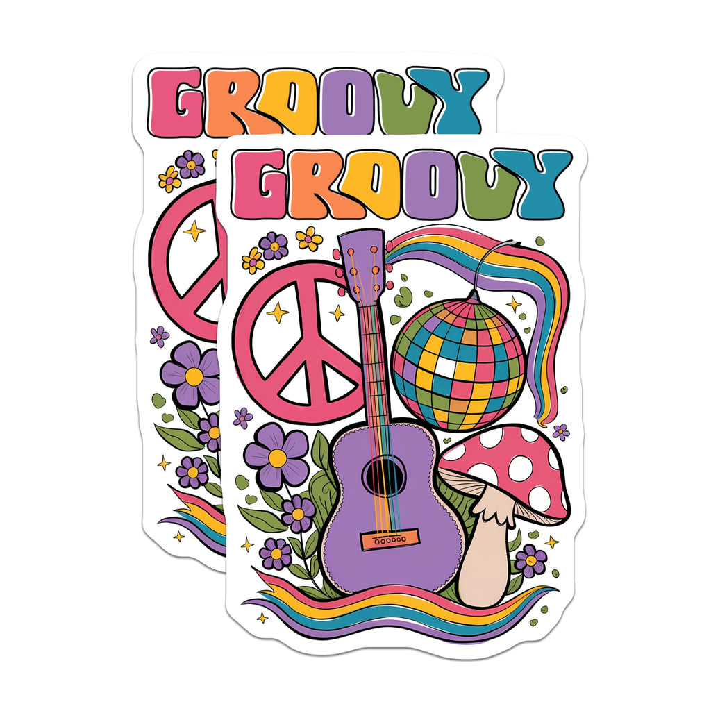 (2 Pack) Groovy Magnets - 70s Theme Decorations - Retro Fridge Magnets - 5" On Longest Side - Premium Magnet - for Cars, Refrigerators, Toolboxes, Lockers - Made in USA - MAG14982