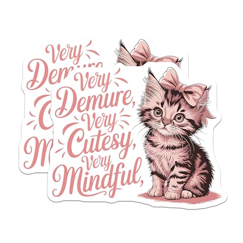 (2 Pack) Cute Kitten Stickers - Inspirational Animal Stickers - Adorable Cat Stickers for Any Surface - 5" On Longest Side - Sticks to Smooth Flat Surfaces - Made in USA - BMCS5542