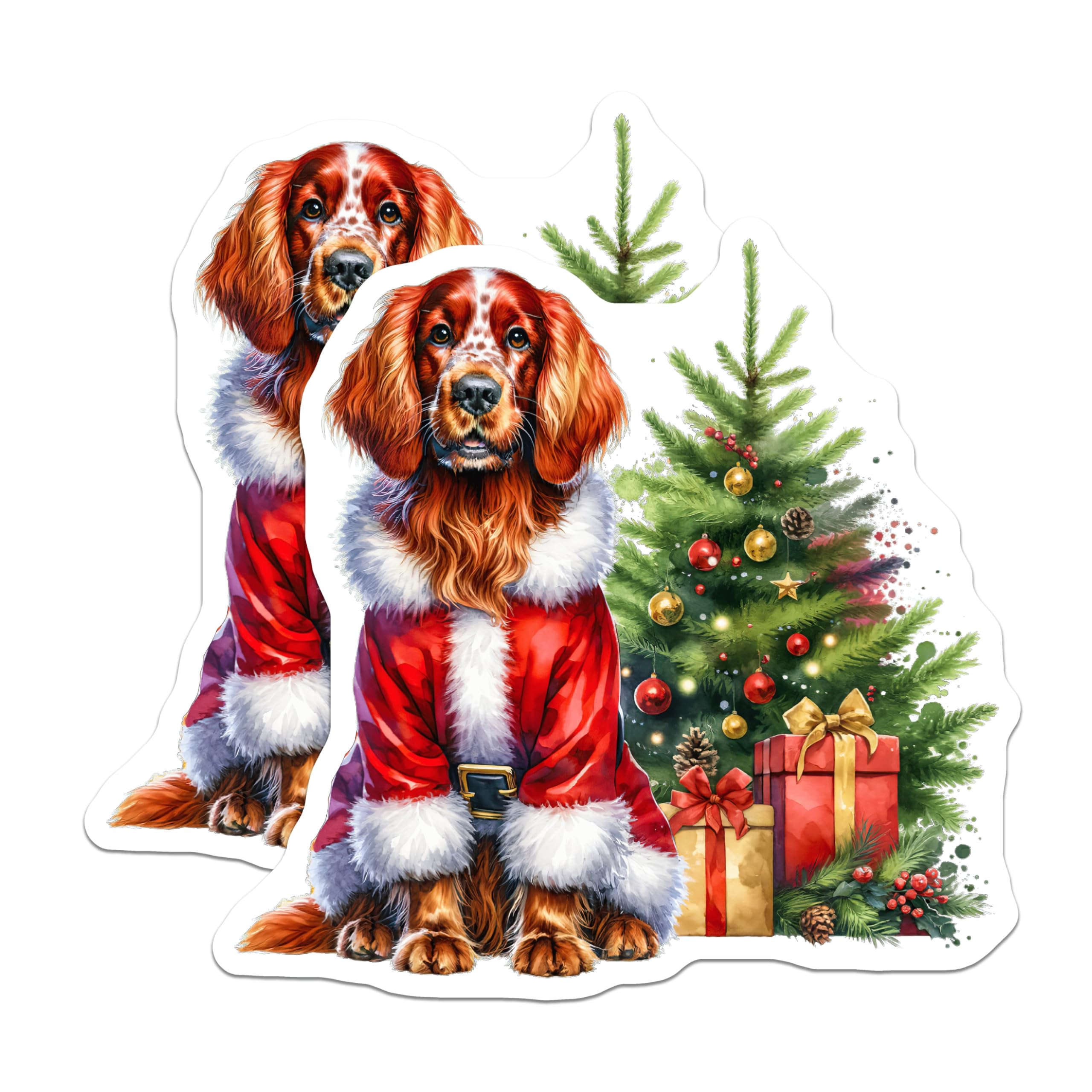 (2 Pack) Christmas Dog Magnets - Santa Dog Refrigerator Magnets - Holiday Pet Lover Decor - Festive Winter Season Accents - 5 Inches On Longest Side - Thick Durable Magnet - Made in USA - MAG25736