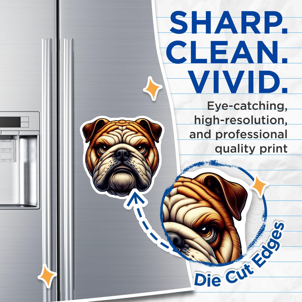 (2 Pack) Bulldog Magnets - Dog Breed Home Decor - Unique Animal Refrigerator Magnets - 5" On Longest Side - Premium Magnet - for Cars, Refrigerators, Toolboxes, Lockers - Made in USA - MAG15496