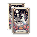 (2 Pack) The Audacity Unicorn Skeleton Stickers - Funny Dark Humor Stickers - Unique Gothic Art Stickers - 5" On Longest Side - Sticks to Smooth Flat Surfaces - Made in USA - BMCS4658