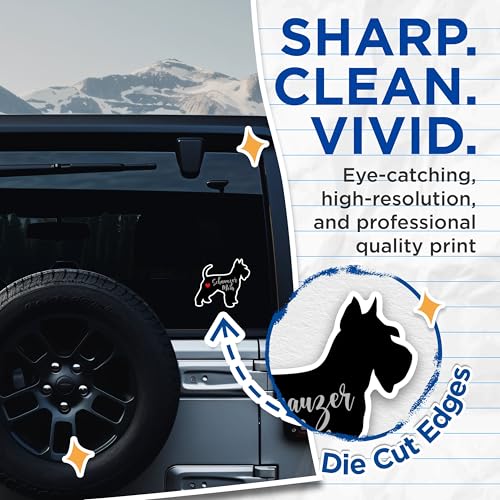 (2 Packs) Schnauzer Mom Stickers - Schnauzer Dog Breed Decals - 5 Inches On Longest Side - Premium Vinyl Decal - Sticks to Any Smooth Flat Surface - Made in USA - BMCS2518