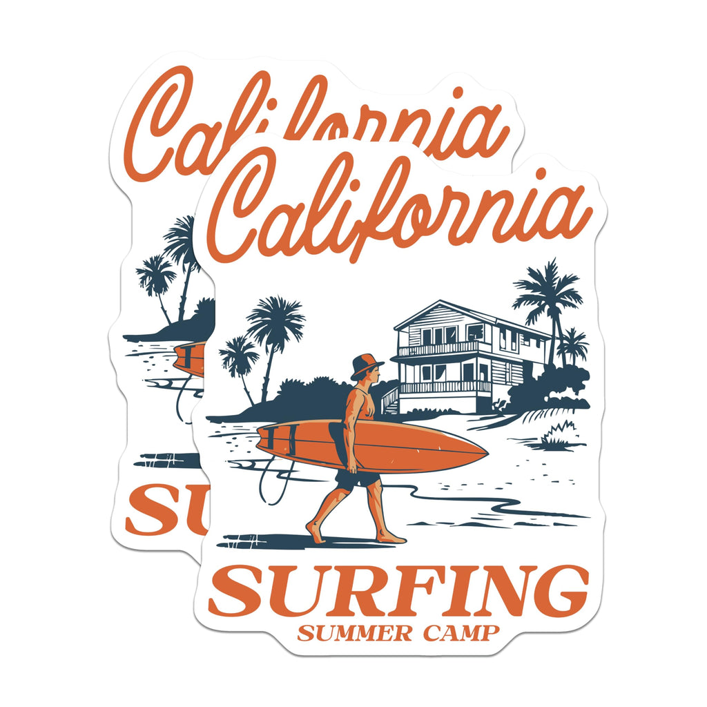 (2 Pack) Surfing Summer Camp Magnets - California Beach Decor - Retro Surfboard Magnets - 5" On Longest Side - Premium Magnet - for Cars, Refrigerators, Toolboxes, Lockers - Made in USA - MAG18246