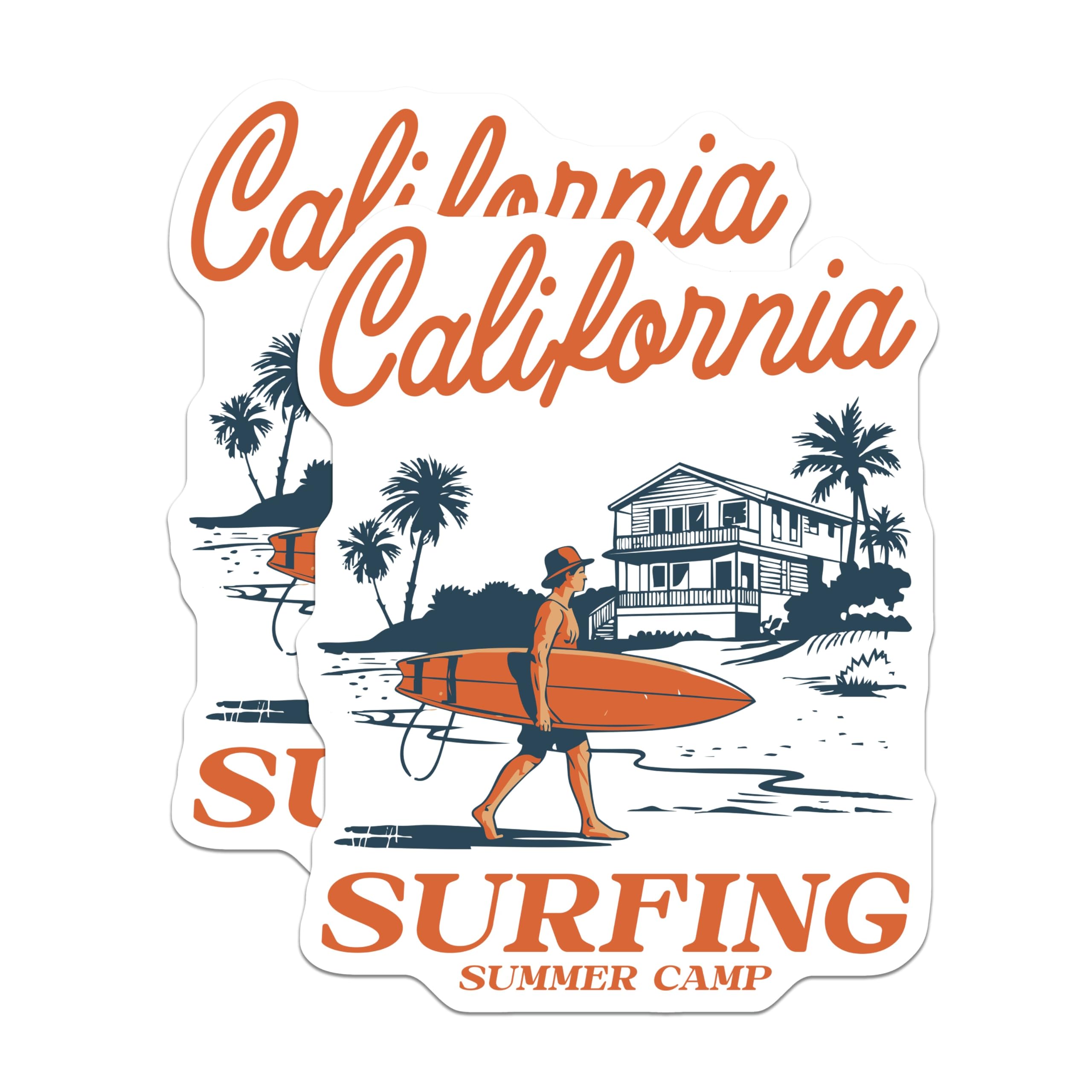 (2 Pack) Surfing Summer Camp Magnets - California Beach Decor - Retro Surfboard Magnets - 5" On Longest Side - Premium Magnet - for Cars, Refrigerators, Toolboxes, Lockers - Made in USA - MAG18246