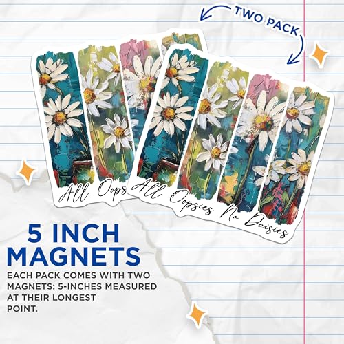 (2 Pack) Flower Wall Decor Magnet - 5" On Longest Side - Sticks to Smooth Flat Surfaces - Made in USA - MAG9444