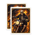 (2 Pack) Skeleton Rider Magnets - Motorcycle Fan Art - Flame Background Decor - 5" On Longest Side - Premium Magnet - for Cars, Refrigerators, Toolboxes, Lockers - Made in USA - MAG14008