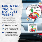(2 Pack) Funny Duck Truck Magnets - Rainbow Duck Quote - Humor Car Accessory - Bright Fridge Magnet Set - 5" On Longest Side - for Cars, Fridges, Toolboxes - Made in USA - MAG5623