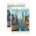 (2 Pack) New York City Magnets - Empire State Building Decor - NYC Taxi Cab - 5" On Longest Side - Premium Magnet - for Cars, Refrigerators, Toolboxes, Lockers - Made in USA - MAG18783