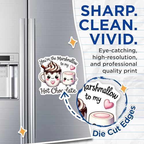(2 Pack) Cute Hot Chocolate Magnets - Funny Marshmallow Magnets - Adorable Kitchen Decor Magnets - 5" On Longest Side - for Cars, Refrigerators, Toolboxes, Lockers - Made in USA BMCS3528