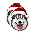 (2 Pack) Husky Dog Magnets - Santa Hat Christmas Pet - Winter Holiday Canine Decor - 5 Inches On Longest Side - Thick Durable Magnet - Made in USA - MAG24721