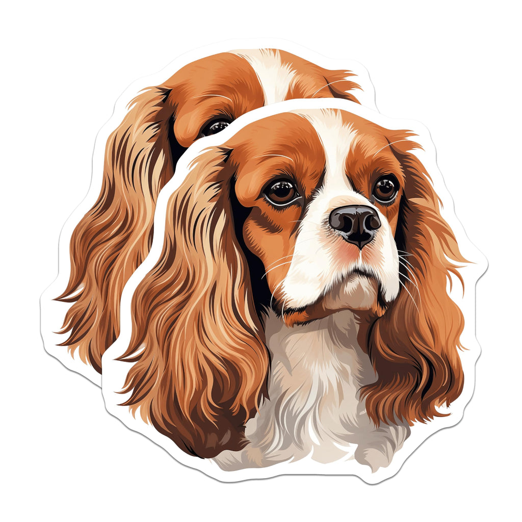 (2 Pack) Cavalier King Charles Spaniel Magnets - Blenheim Dog Breed Art Decor - Pet Lover Refrigerator Adornments - 5 Inches On Longest Side - Thick Durable Magnet - Made in USA - MAG23812