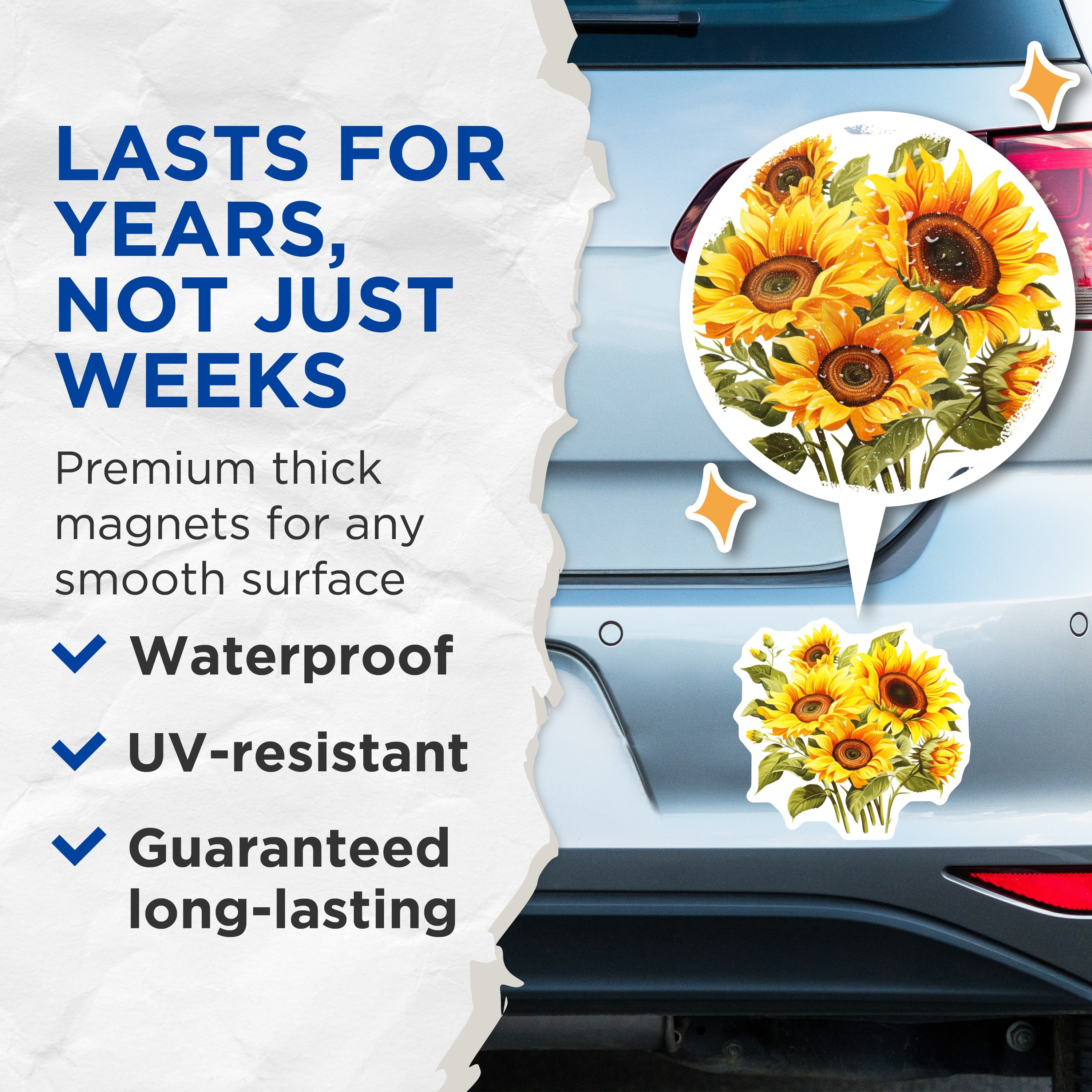 (2 Pack) Sunflower Magnets - Floral Fridge Decor - Kitchen Decor - Botanical Art - Farmhouse Style - Summer Vibes - Home Decor - 5" - Durable Magnet - Made in USA - MAG38795