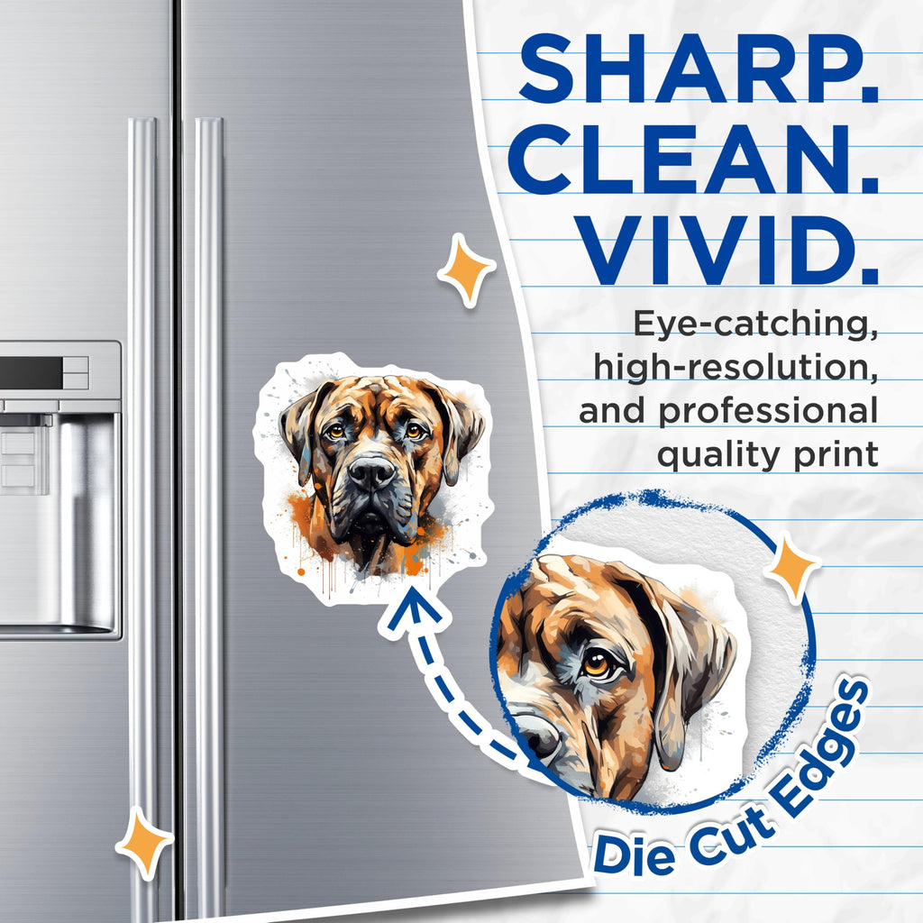 (2 Pack) Mastiff Dog Magnets - Watercolor Pet Art - Large Breed Dog Lover Decor - 5 Inches On Longest Side - Thick Durable Magnet - Made in USA - MAG27268