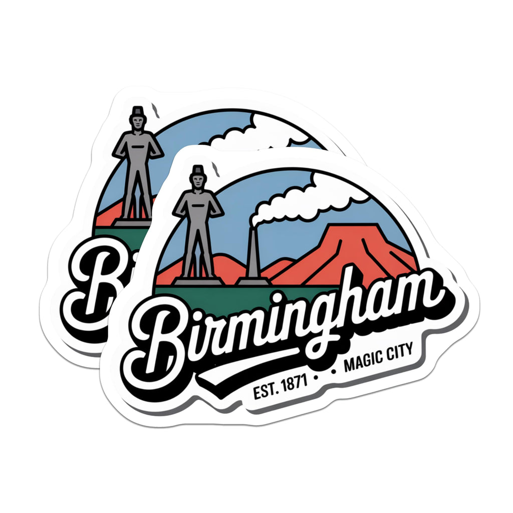 (2 Pack) Birmingham Alabama Magnets - Vulcan Statue Magic City - Established 1871 Souvenir - 5" On Longest Side - Premium Magnet - for Cars, Refrigerators, Toolboxes, Lockers - Made in USA - MAG17253