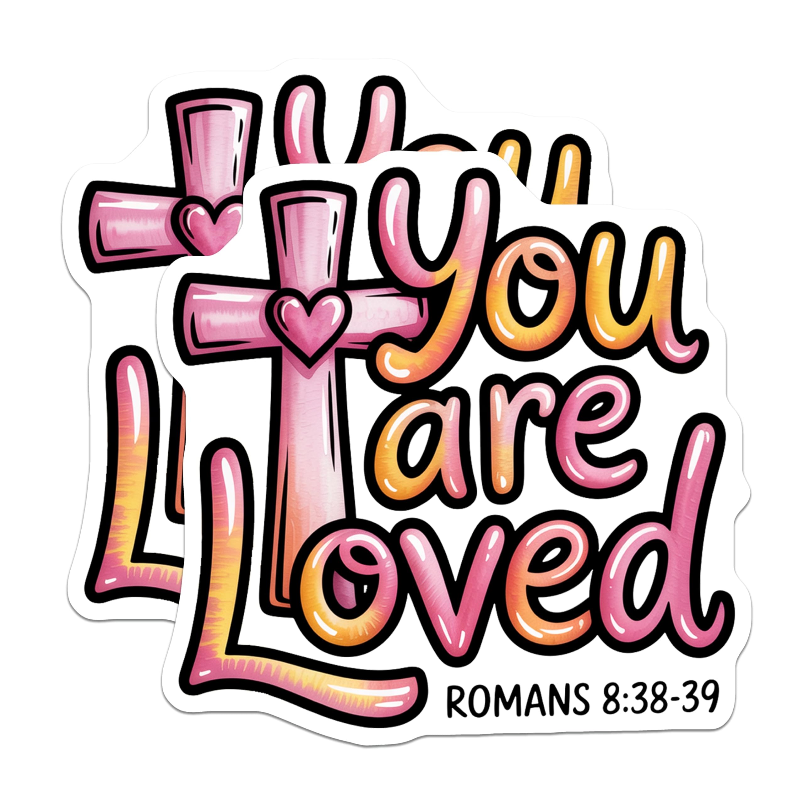 (2 Pack) You are Loved Magnets - Inspirational Religious Decor - Bible Verse Romans - 5" On Longest Side - Premium Magnet - for Cars, Refrigerators, Toolboxes, Lockers - Made in USA - MAG16559