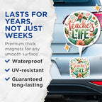 (2 Pack) Teacher Life Magnets - Ative Classroom Magnets - Inspirational Educator Magnets - 5" On Longest Side - for Cars, Fridges, Toolboxes - Made in USA - MAG4422