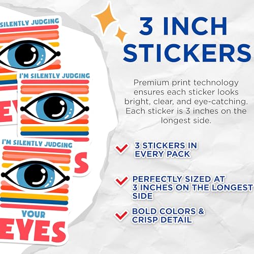 (3 Pack) Judging You Decals - Funny Saying Sticker - Laptop Decal - Snarky Quote - 3 Inches On Longest Side - Easy Peel & Apply - Made in USA - 3MCS6842