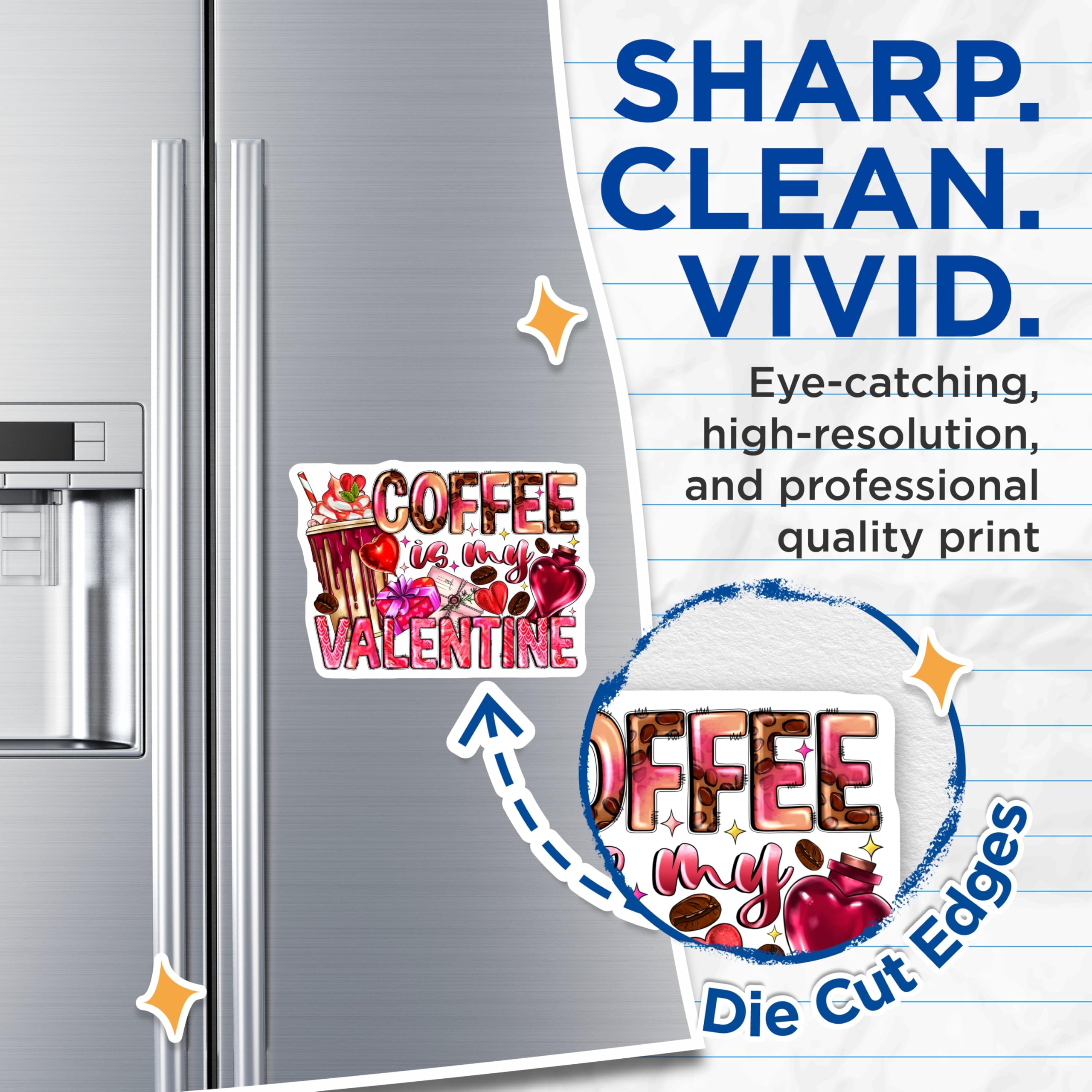 (2 Pack) Coffee Valentine Magnets - Valentines Day Decor - Sweet Beverage Refrigerator Magnets - 5 Inches On Longest Side - Thick Durable Magnet - Made in USA - MAG29641