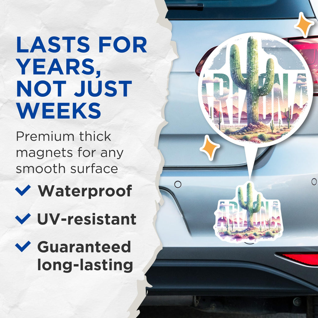 (2 Pack) Arizona Desert Magnets - Saguaro Cactus - Southwest Decor - 5" On Longest Side - Premium Magnet - for Cars, Refrigerators, Toolboxes, Lockers - Made in USA - MAG18547