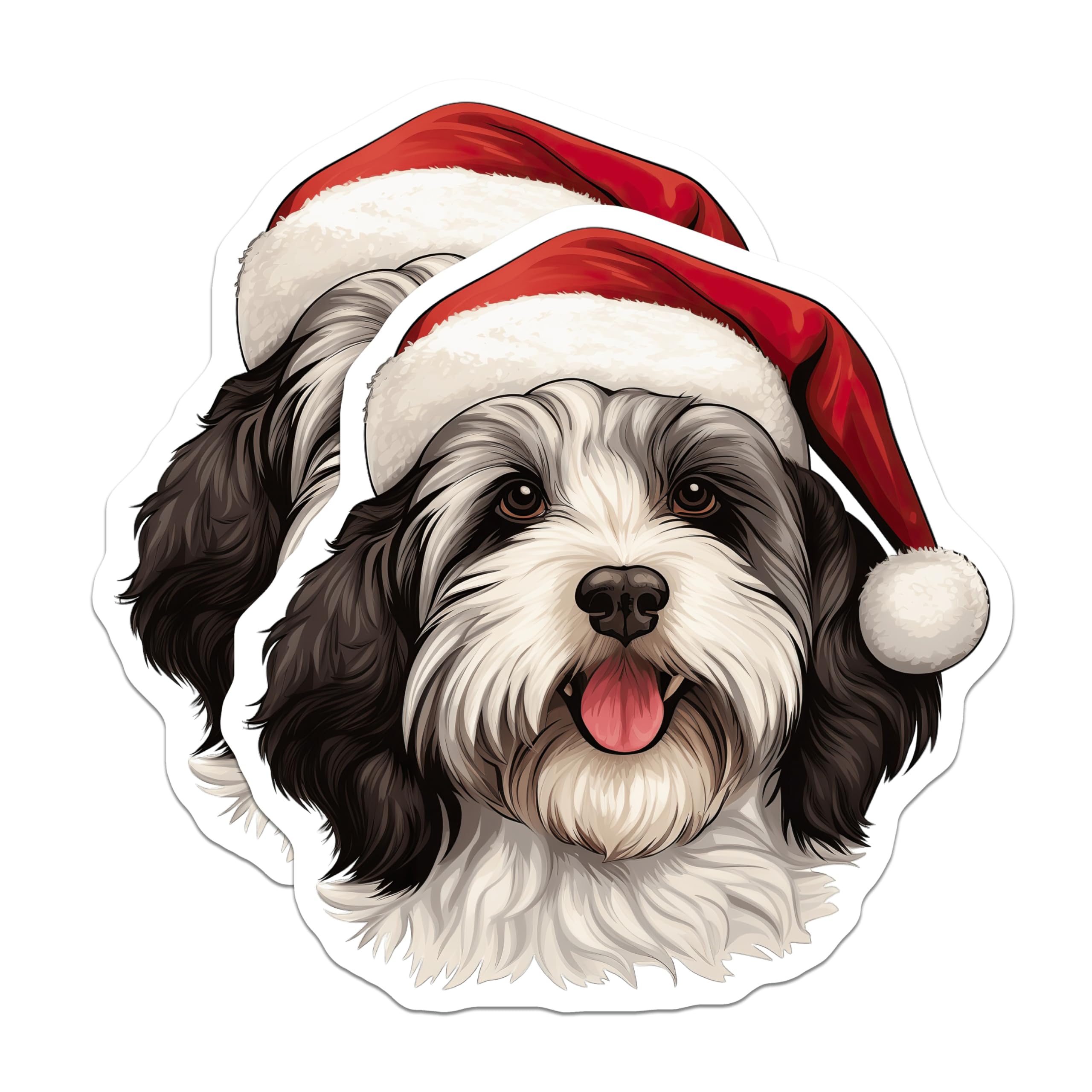 (2 Pack) Christmas Havanese Dog Magnets - Holiday Fridge Decor Pet Lover Accessory - Festive Animal Art Stocking Stuffer - 5 Inches On Longest Side - Thick Durable Magnet - Made in USA - MAG30832