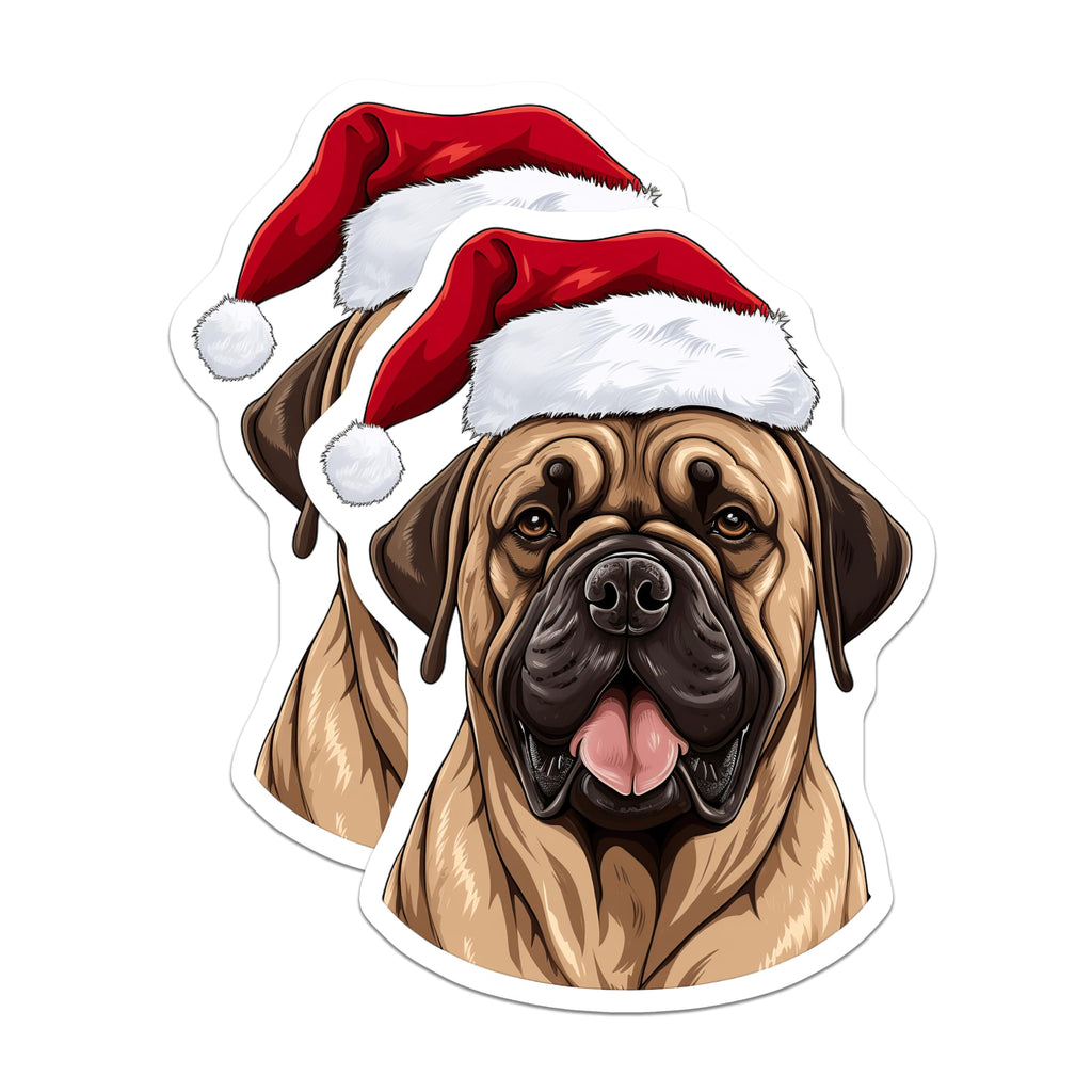 (2 Pack) Bullmastiff Magnets - Christmas Dog Decor - Holiday Pet Accessories - 5 Inches On Longest Side - Thick Durable Magnet - Made in USA - MAG24375