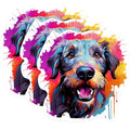 (3 Pack) Colorful Dog Decals - Artistic Puppy - Laptop Decals - 3 Inches On Longest Side - Easy Peel & Apply - Made in USA - 3MCS0754