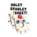 (2 Pack) Funny Holey Sheet Stickers - Cute Paper with Hat - Kawaii Emoji - Humorous Office - Fun Laptop Decals - 5" On Longest Side - Sticks to Smooth Flat Surfaces - Made in USA - BMCS7591