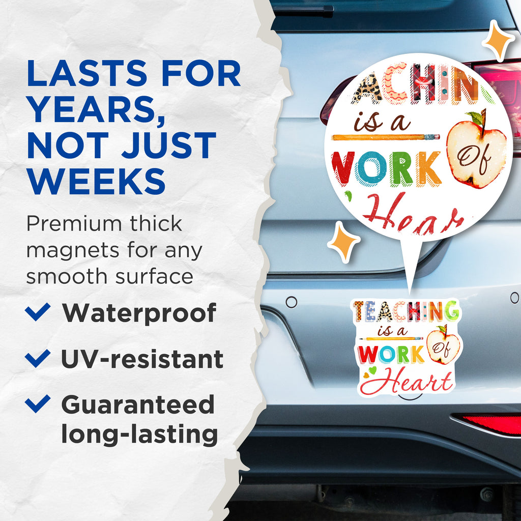 (2 Pack) Teacher Appreciation Magnets - Educator Thank You School Staff - Classroom Decor End of Year - 5 Inches On Longest Side - Thick Durable Magnet - Made in USA - MAG38996