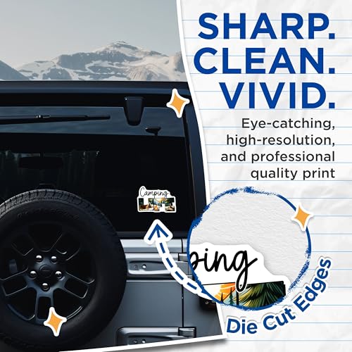 (2 Pack) Camping Life Stickers - Nature Adventure Stickers - Outdoor Enthusiast Stickers - 5" On Longest Side - Sticks to Any Smooth Flat Surface - Made in USA - BMCS3274