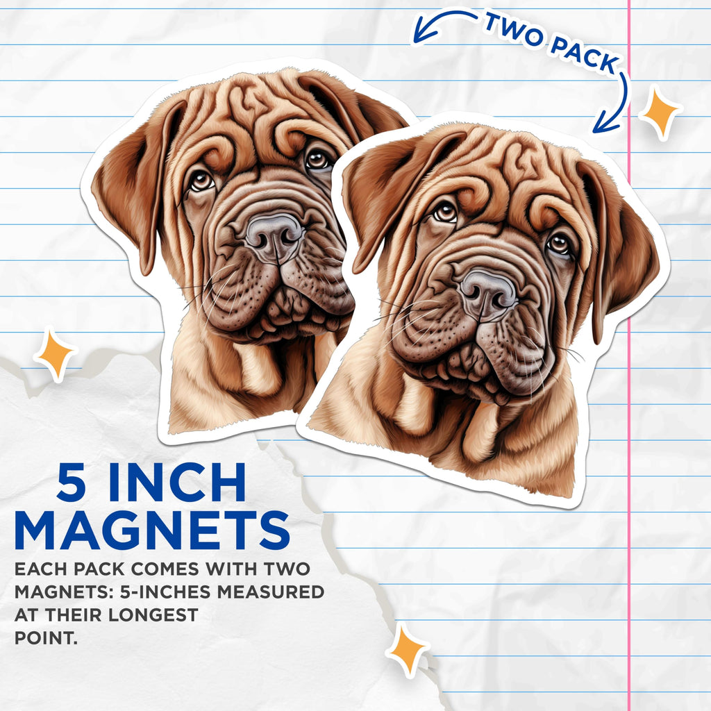 (2 Pack) Mastiff Puppy Magnets - Dog Breed Refrigerator Decor - Pet Lover Kitchen Accents - 5 Inches On Longest Side - Thick Durable Magnet - Made in USA - MAG29536