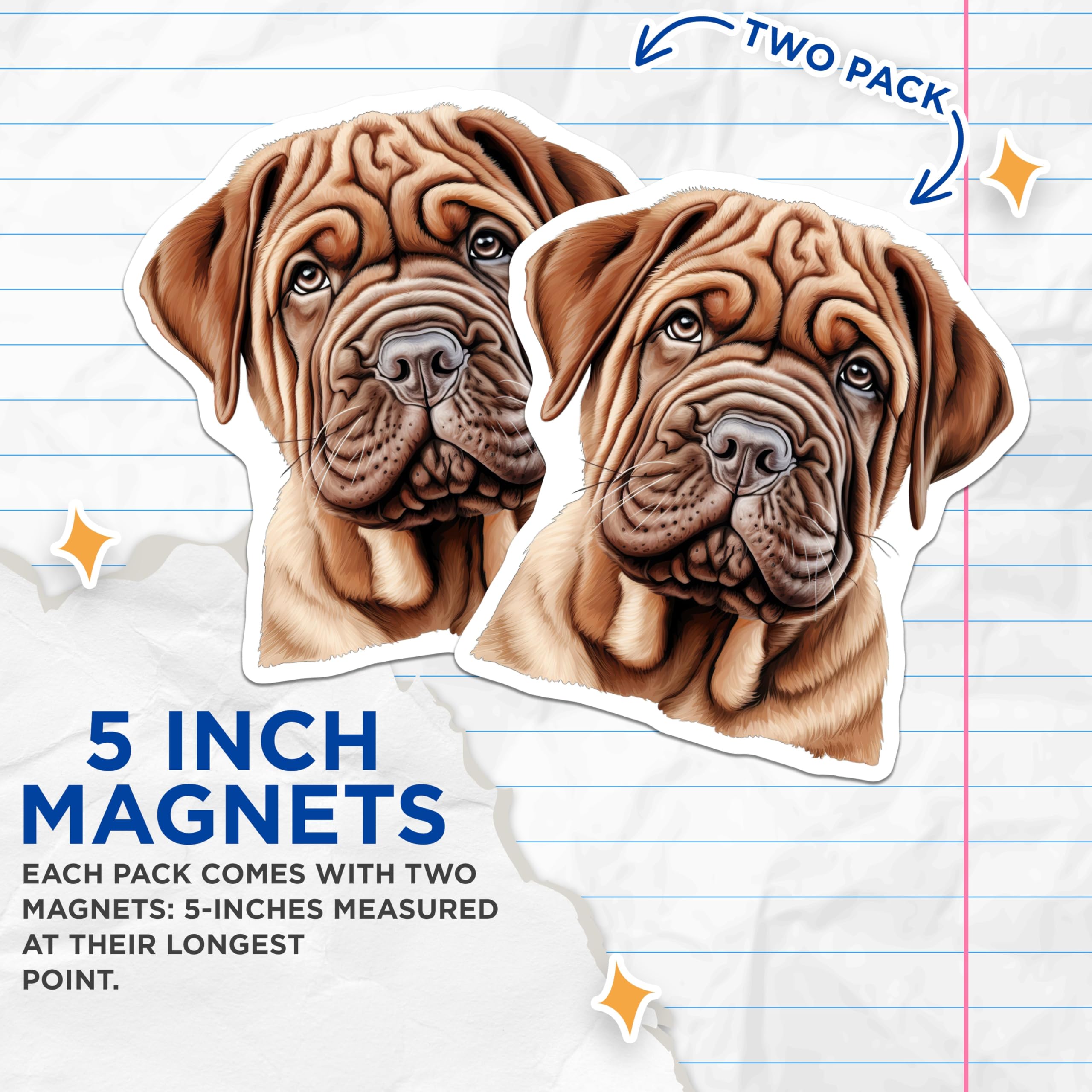 (2 Pack) Mastiff Puppy Magnets - Dog Breed Refrigerator Decor - Pet Lover Kitchen Accents - 5 Inches On Longest Side - Thick Durable Magnet - Made in USA - MAG29536