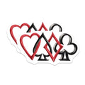 (2 Pack) Playing Card Symbols Stickers - Heart Diamond Spade Club - Poker Game Decorations - 5" On Longest Side - Sticks to Smooth Flat Surfaces - Made in USA - BMCS7084