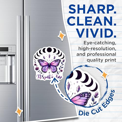 (2 Pack) Butterfly Moon Phase Magnets - Spiritual Decor - Magical Crystal Art - 5" On Longest Side - for Cars, Fridges, Toolboxes - Made in USA - MAG8070