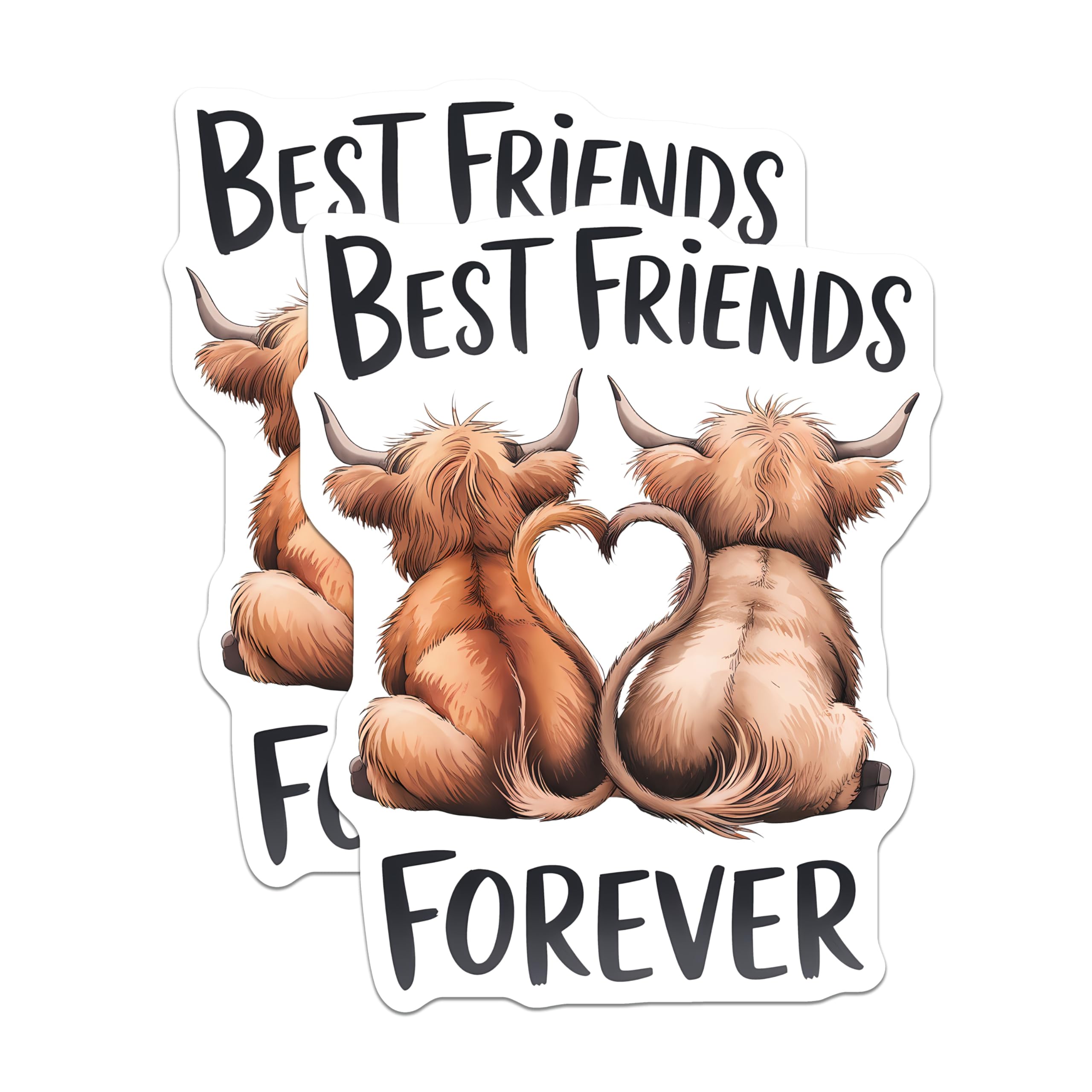 (2 Pack) Highland Cow Magnets - Best Friends Forever - Scottish Cow Decor - 5" On Longest Side - Premium Magnet - for Cars, Refrigerators, Toolboxes, Lockers - Made in USA - MAG14607