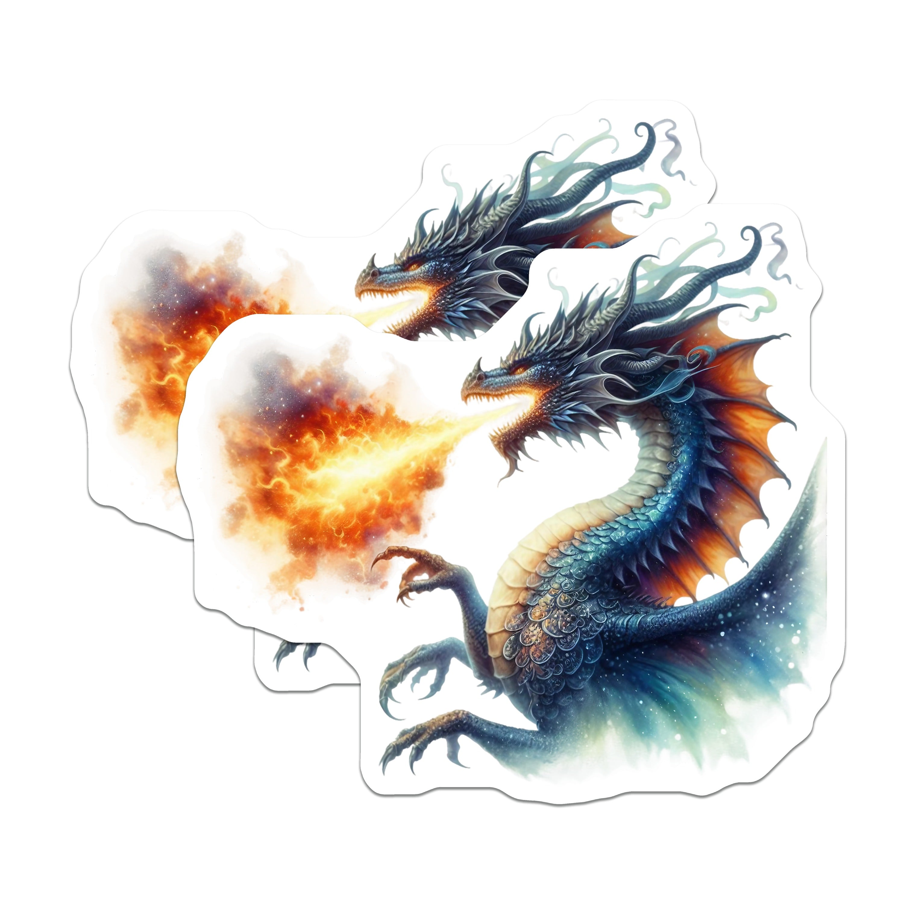 (2 Pack) Fire Dragon Magnets - Fantasy Creature Decor - Mystical Beast Art - RPG Gaming Accessories - Dungeon Master Item - 5 Inches On Longest Side - Thick Durable Magnet - Made in USA - MAG36331