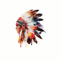 (3 Pack) Native American Decals - Watercolor Indian Chief - Tribal Headdress Stickers - 3 Inches On Longest Side - Easy Peel & Apply - Made in USA - 3MCS7779